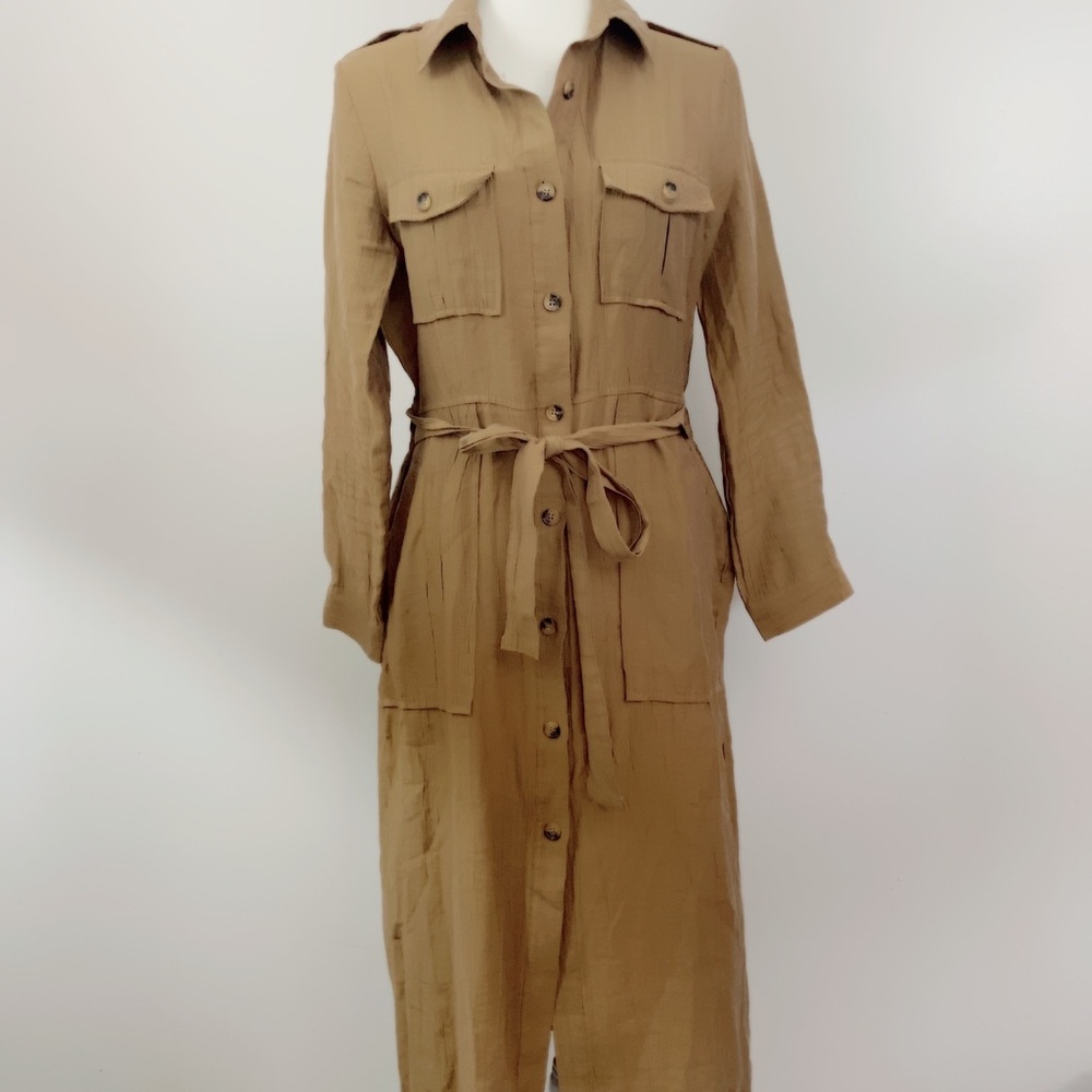 Zara Button down Tie Front Dress